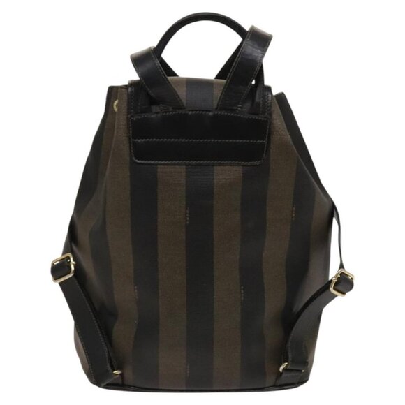 FENDI Pecan Canvas Backpack Brown Black gold Auth ep8678 - Picture 3 of 16